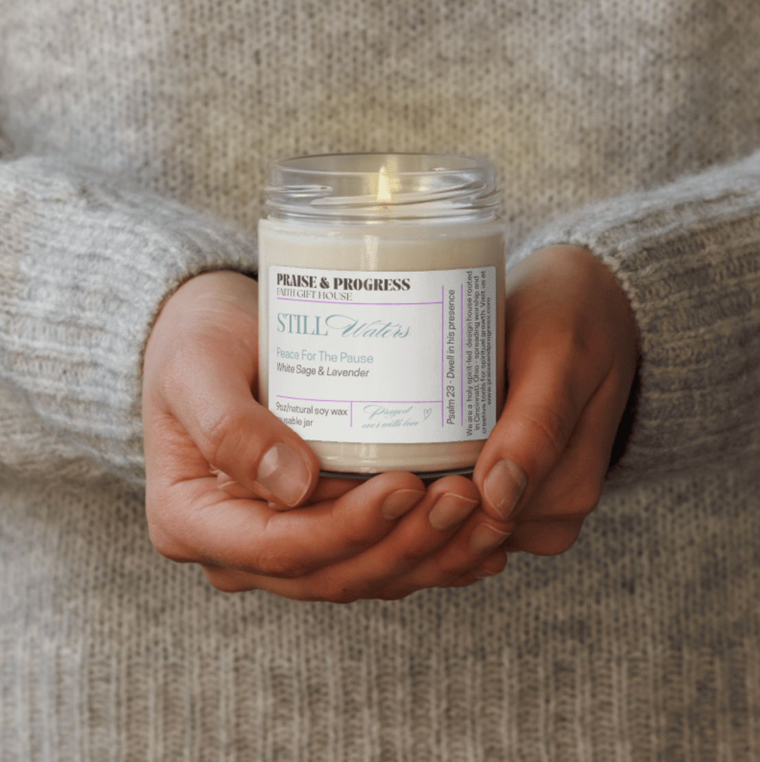 Still Waters Scented Soy Candle - White Sage & Lavender